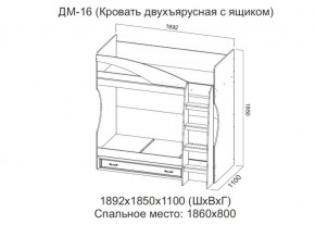 ДМ-16 Кровать двухъярусная с ящиком в Покачах - pokachi.magazin-mebel74.ru | фото