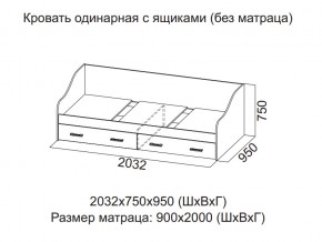 Кровать одинарная с ящиками (Без матраца 0,9*2,0) в Покачах - pokachi.magazin-mebel74.ru | фото