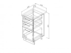 Н3Я 40 Модуль нижний Без Столешницы 3 ящика МН3Я 40 в Покачах - pokachi.magazin-mebel74.ru | фото