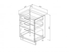 Н3Я 60 Модуль нижний Без Столешницы 3 ящика МН3Я 60 в Покачах - pokachi.magazin-mebel74.ru | фото