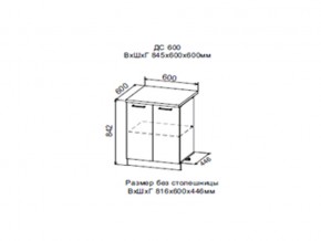 Шкаф нижний ДС600 с полкой (2 дв) в Покачах - pokachi.magazin-mebel74.ru | фото